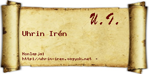 Uhrin Irén névjegykártya